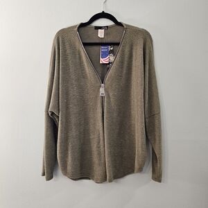 Soft Surroundings Sweater Womens XL Olive Knit Valentina Big Zip Up